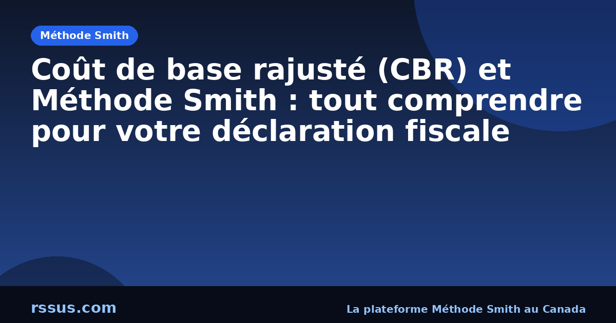 Coût de base rajusté (CBR) et Méthode Smith : tout comprendre pour votre déclaration fiscale